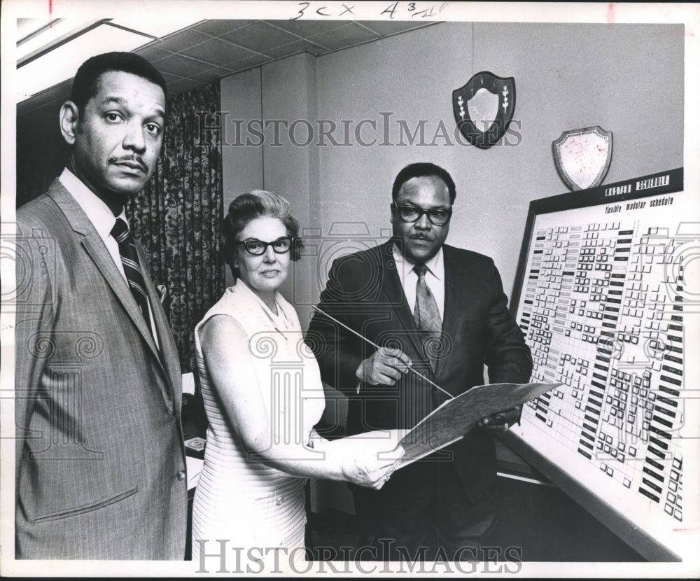 1970 Houston&#39;s Washington High faculty planning flex schedule - Historic Images
