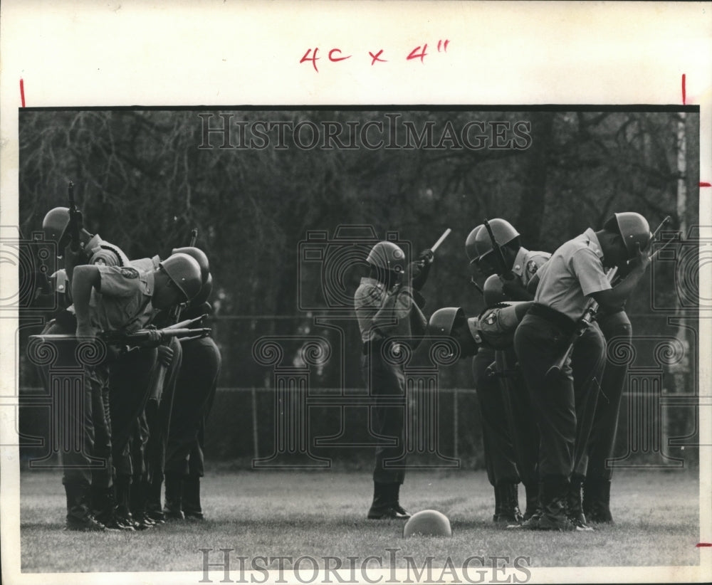 1970 Jack Yates High School ROTC drill team performs - Historic Images