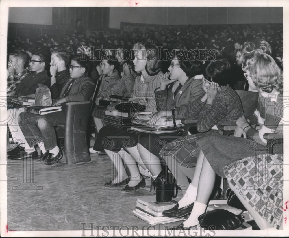 1962 Cullen Junior High students in school auditorium watch opera - Historic Images