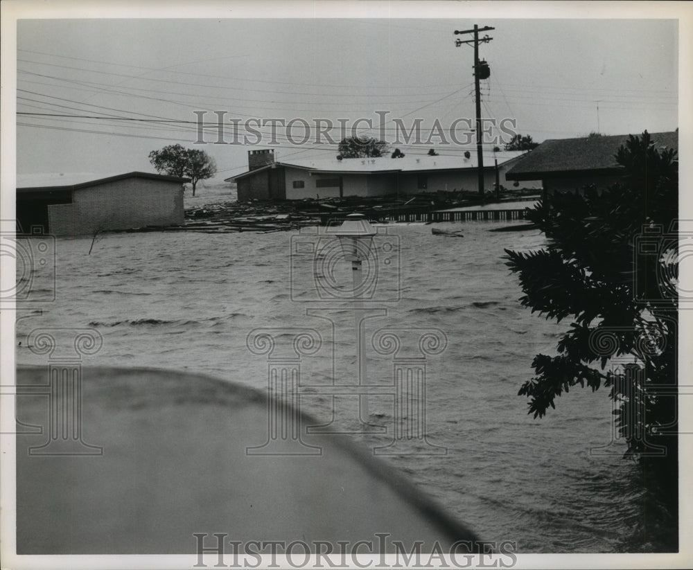1961 Flooded bayfront homes after Hurricane Carla - Historic Images