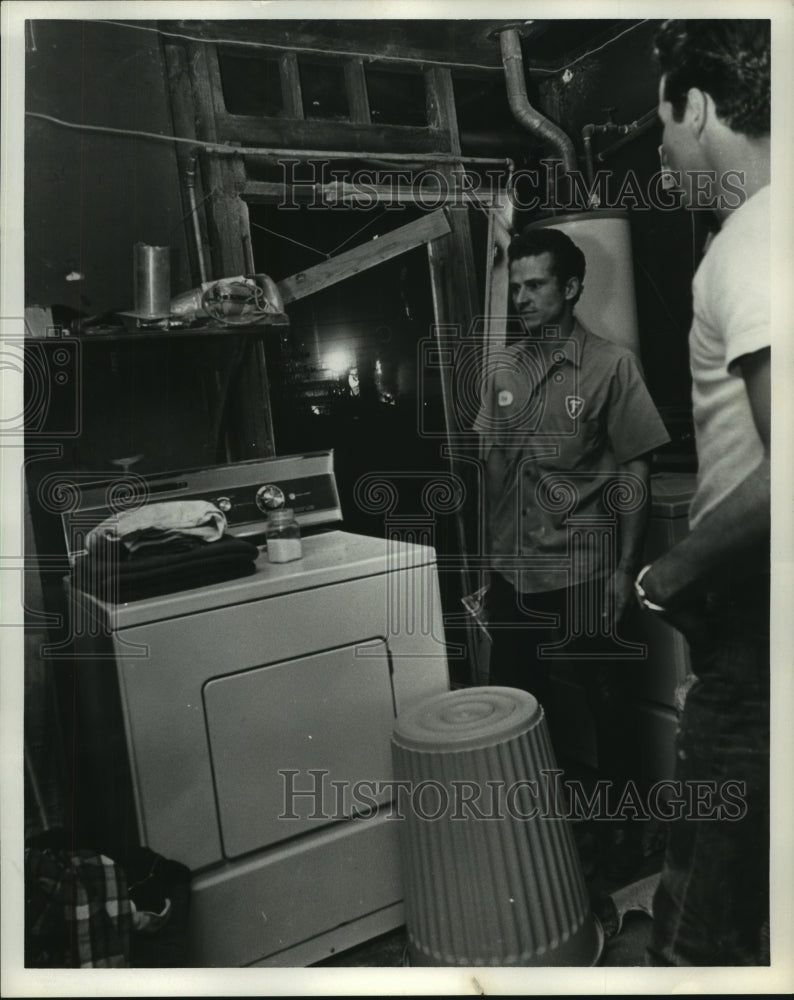 1969 Nick Narvaez in Garage as Fire Rages in Background-Historic Images