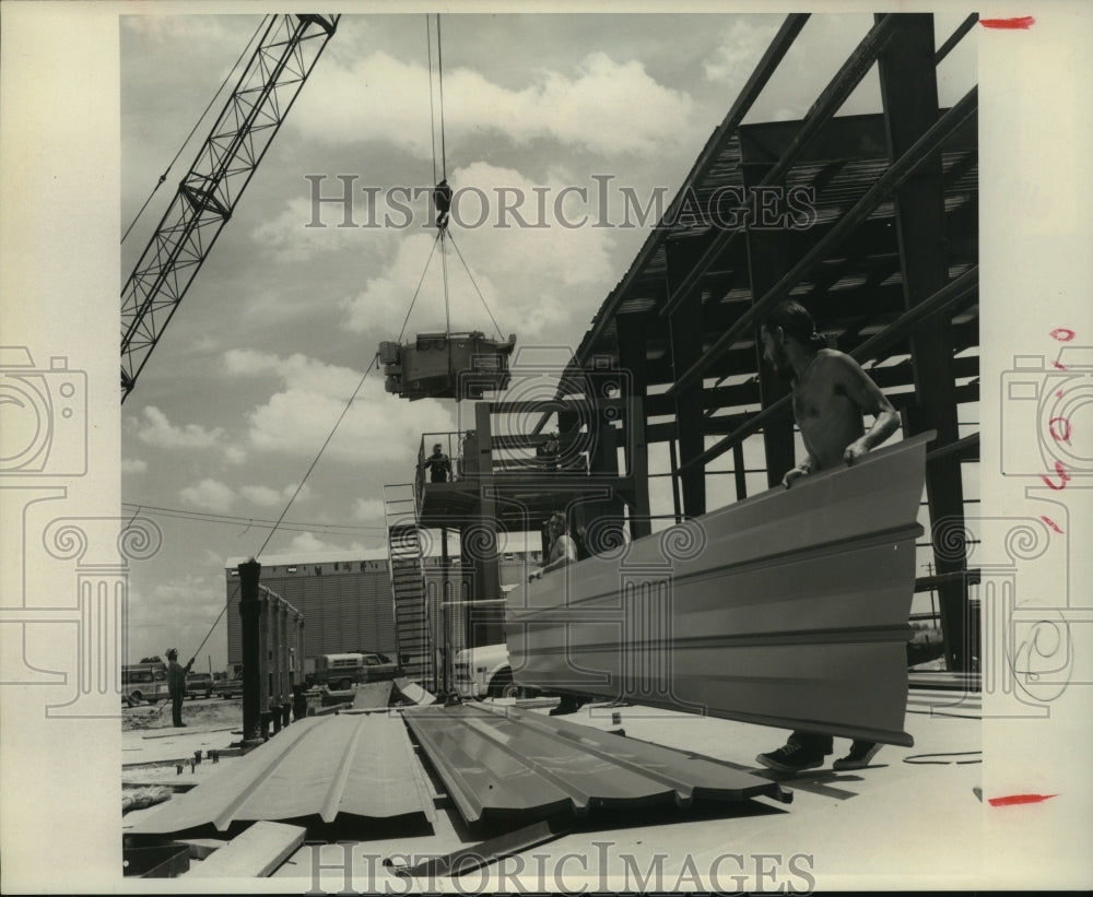 1971 Press Photo Architectural concrete plant during construction in Katy, TX - Historic Images