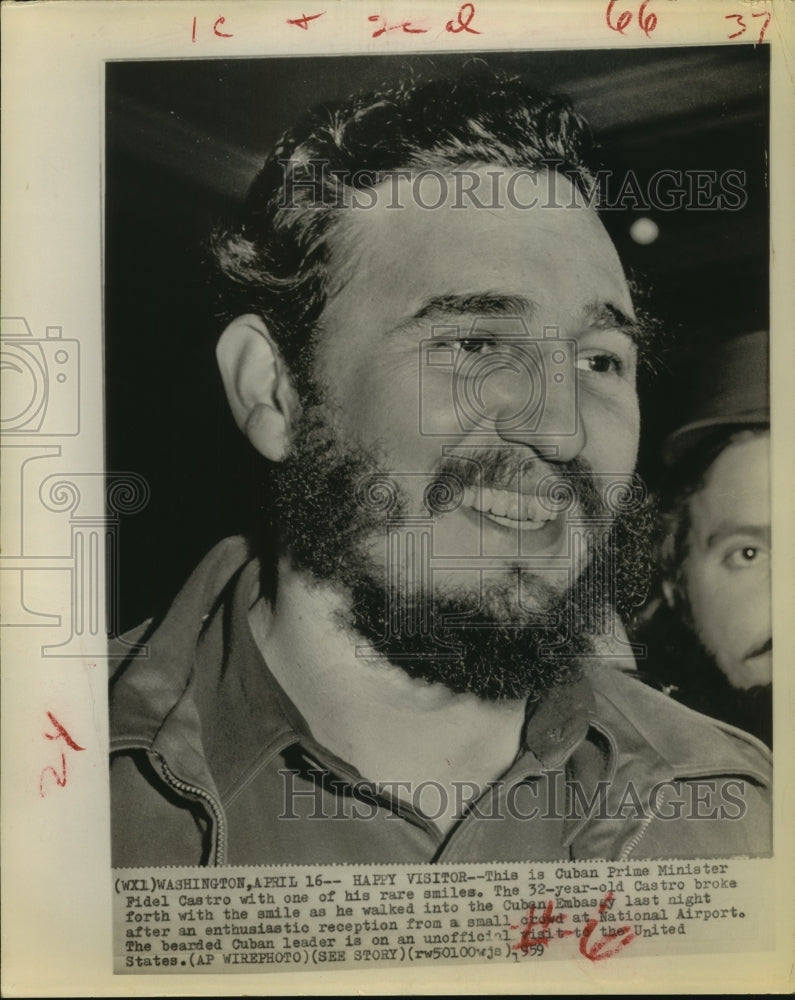 1959 Cuban Prime Minister Fidel Castro at Cuban Embassy in D.C. - Historic Images