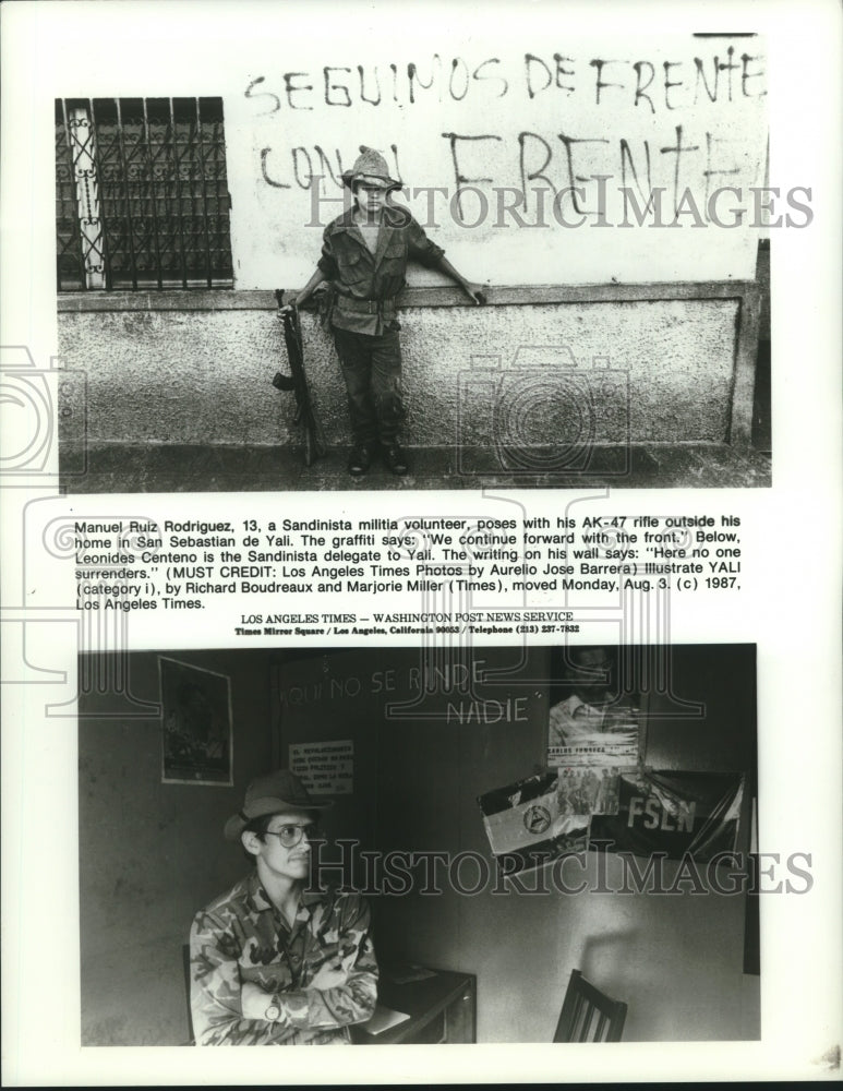 1987 Press Photo Sandinista militia volunteer & delegate in Nicaragua - Historic Images