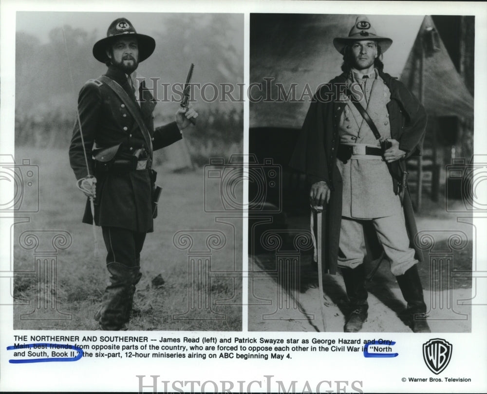 1986 Press Photo James Read & Patrick Swayze in "North and South, Book II"- Historic Images