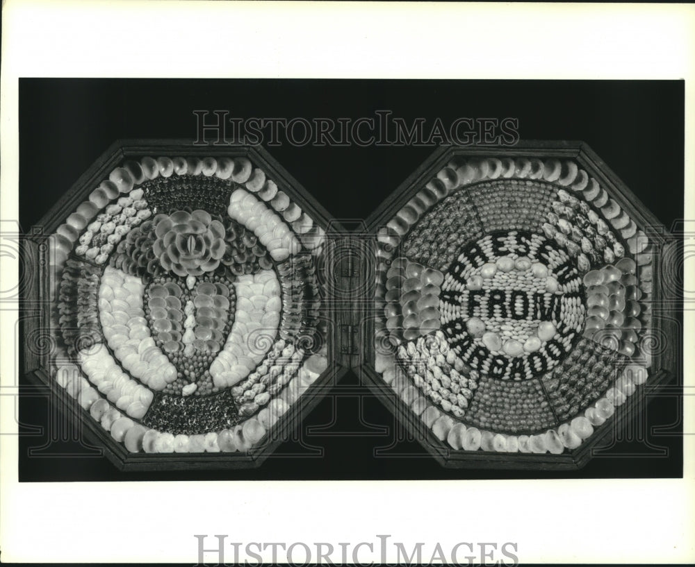 1990 Press Photo Hand-crafted shell art at the Houston Museum of Natural Science - Historic Images