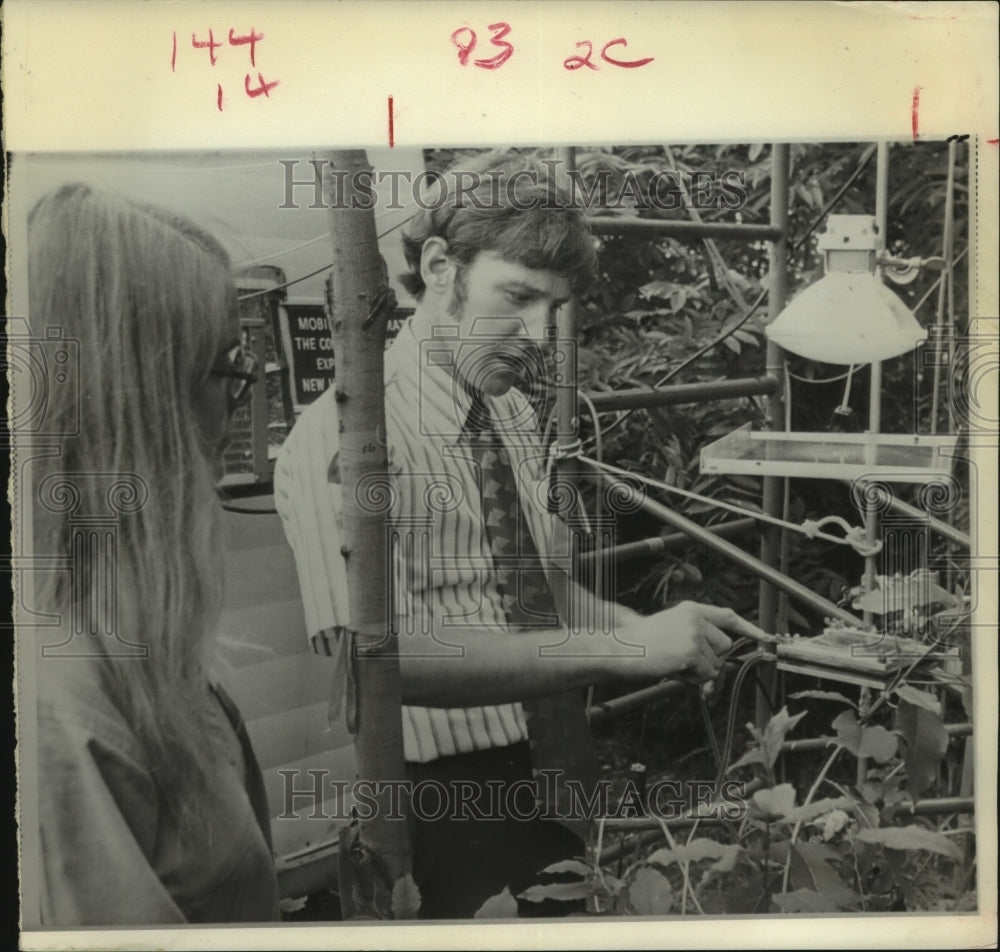 1972 Neil Turner gives demo at Connecticut Experiment Station; moths - Historic Images