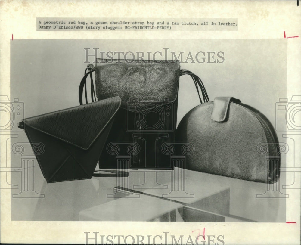 1988 Press Photo Perry Ellis Portfolio collection - leather bags - hca49138 - Historic Images