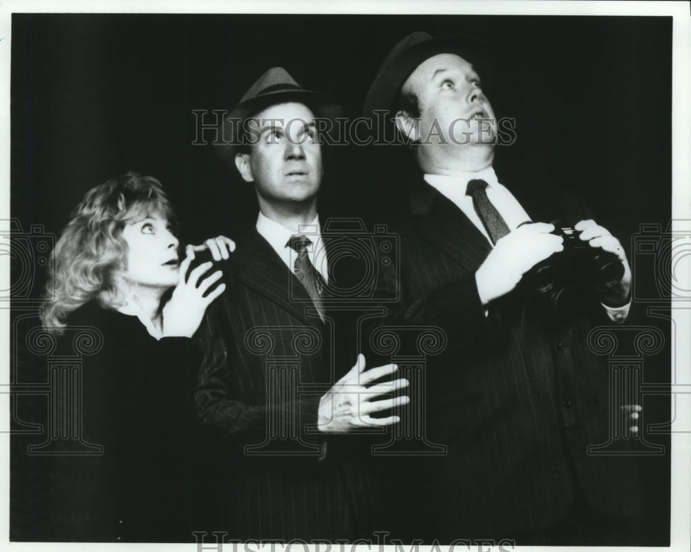 1991 Press Photo actors Ken Polk, Vicki and Steve Farrell at Radio Music Theater- Historic Images