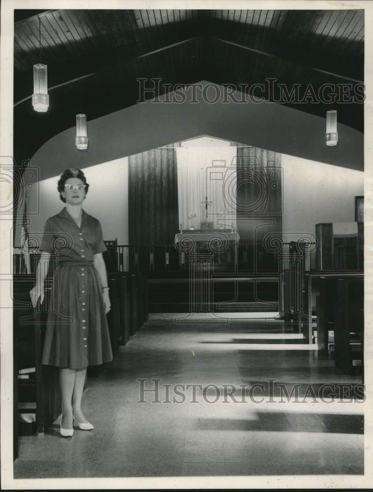 1961 Mrs. William Tucker inside  St. Philip&#39;s Episcopal Church - Historic Images