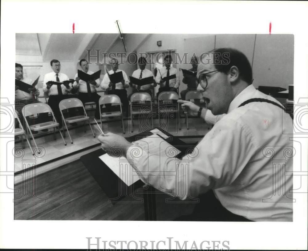 1991 Press Photo Mark Williams and Choir, St. Andrew&#39;s Episcopal Church, Houston- Historic Images