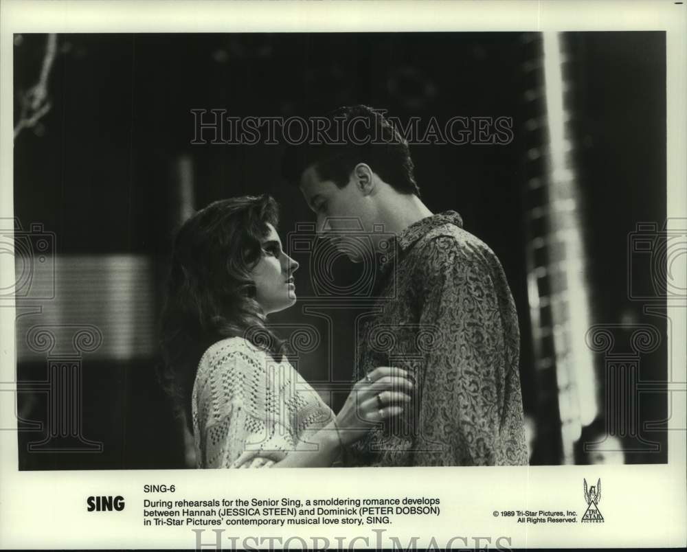 1989 Press Photo Jessica Steen &amp; Peter Dobson in the Motion Picture &quot;Sing&quot;- Historic Images