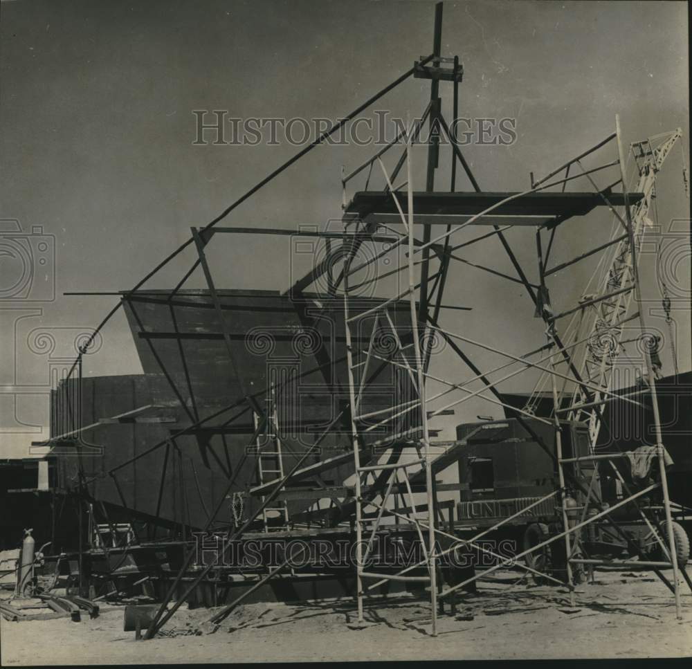 1969 Press Photo C. Hoss Marine Enterprises, Shrimp Boat Building Firm in Texas - Historic Images