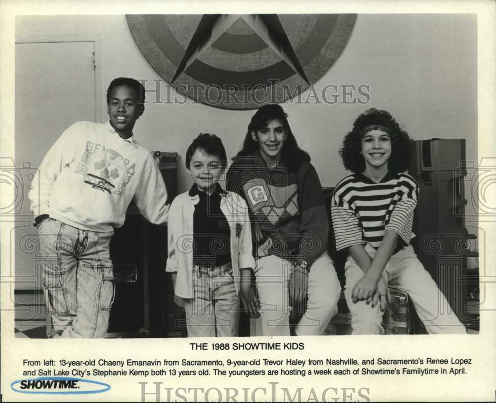 1988 Press Photo Children to host Showtime&#39;s Familytime television show- Historic Images