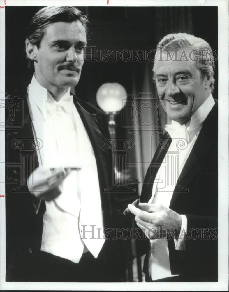 1986 Press Photo Actors Simon Williams &amp; David Langton in &quot;Upstairs, Downstairs&quot;- Historic Images