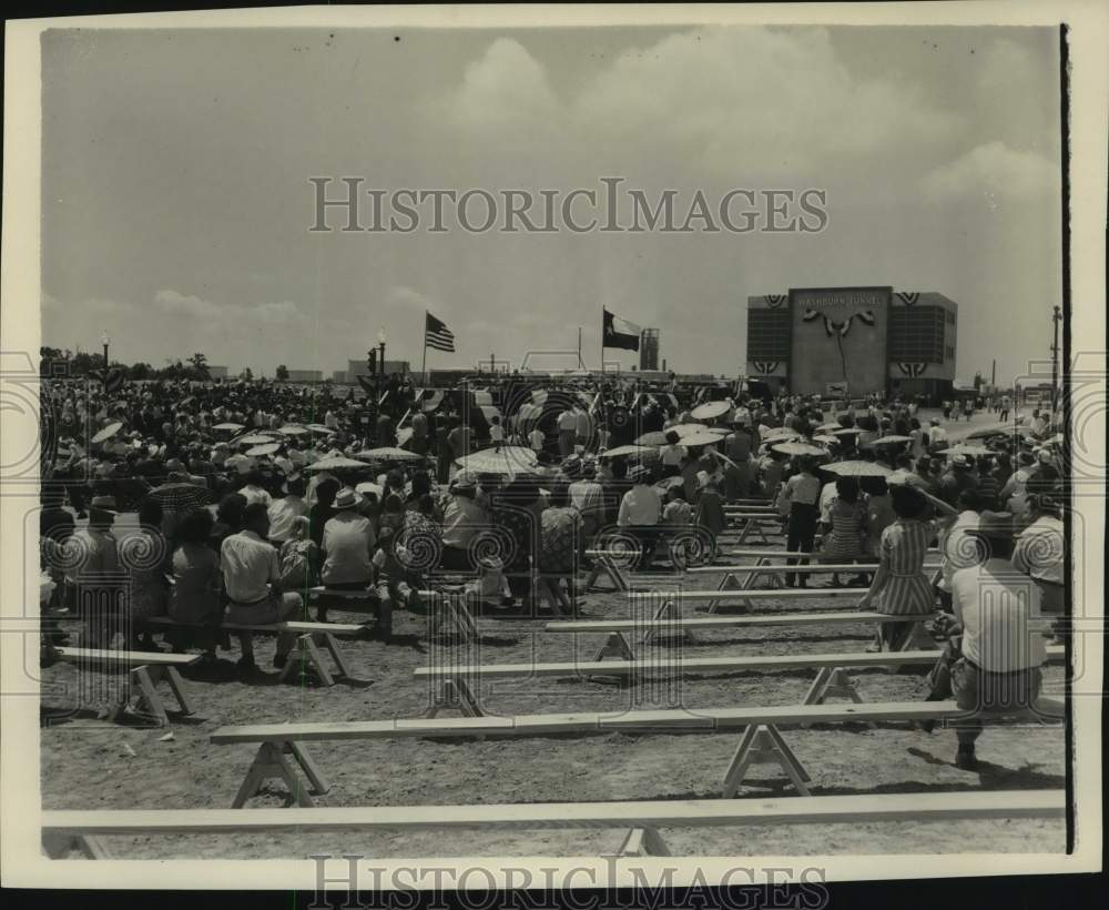 1950 Press Photo Crowd attending the opening of Washburn Tunnel in Texas- Historic Images