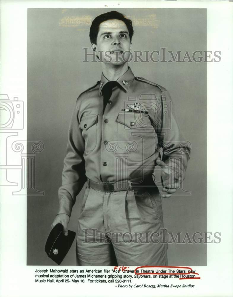 1993 Press Photo Joseph Mahowald stars in Sayonara, Theater Under The Stars play- Historic Images