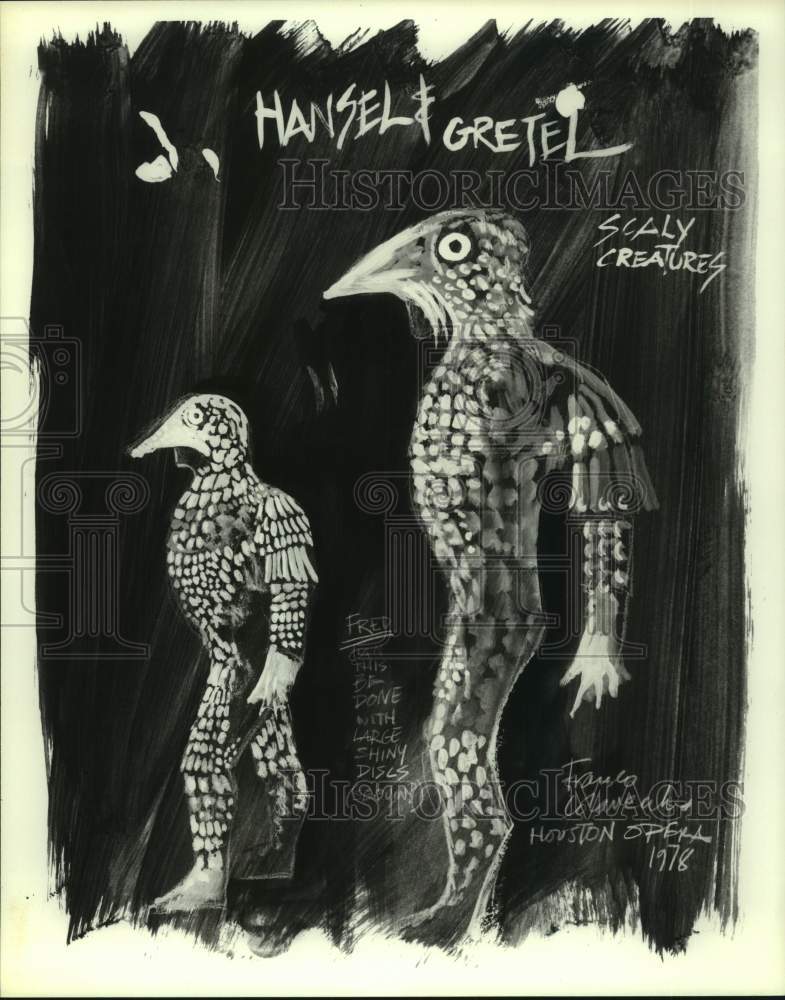 1978 Press Photo Costume artwork for Houston Grand Opera&#39;s &quot;Hansel and Gretel&quot;- Historic Images