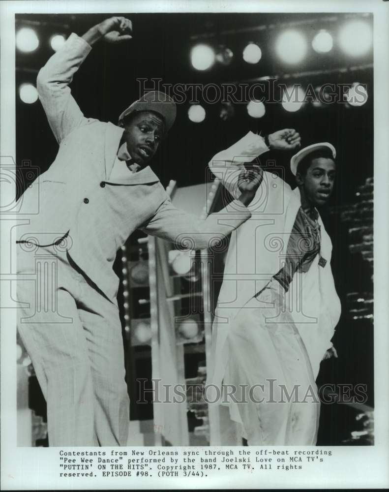 1987 Press Photo New Orleans Contestants Perform, MCA TV&#39;s &quot;Puttin&#39; On The Hits&quot;- Historic Images