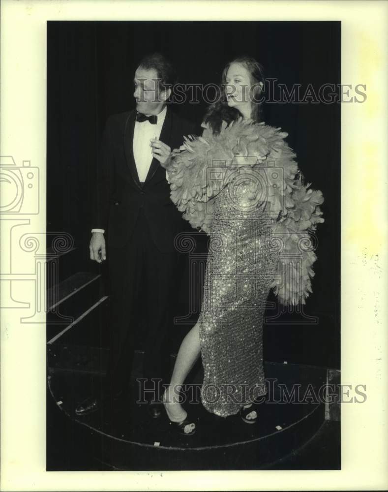 1985 Press Photo Dale Barton, Jeanie Ward at Equinox Theater for &quot;Lenny&quot;- Historic Images