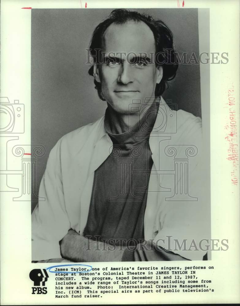 1987 Press Photo Singer and Performer James Taylor - hca67682- Historic Images