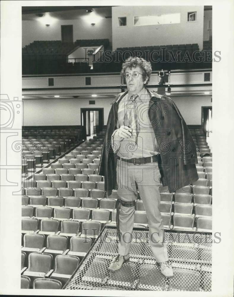 1970 Word Baker standing on theater platform, University of Texas - Historic Images