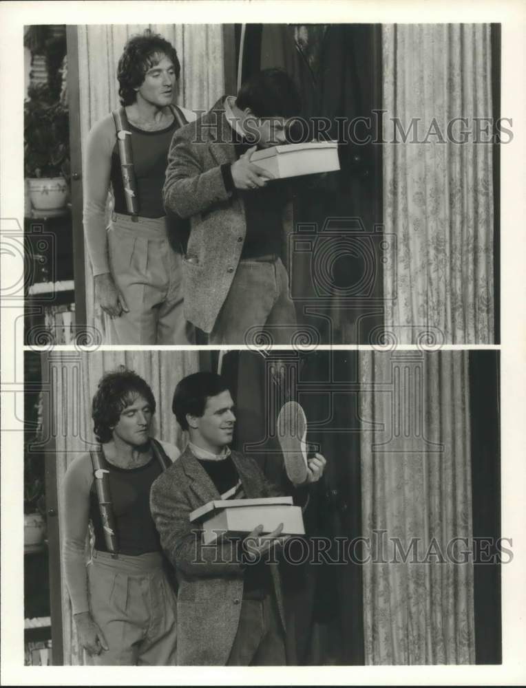 1979 Press Photo Robin Williams and Jeff Altman in scenes from "Mork and Mindy" - Historic Images
