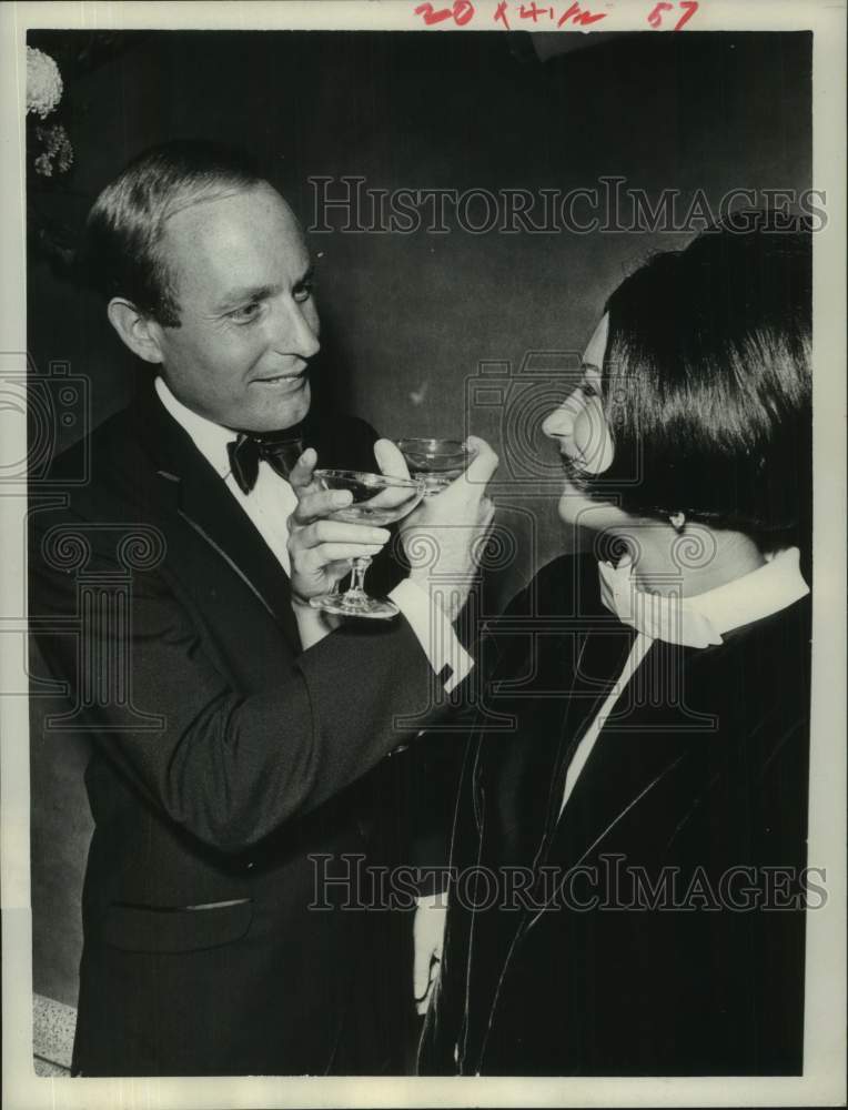 1966 Press Photo Tom Alexander and Jacque Talsma Toast IIE Success - hca73075 - Historic Images