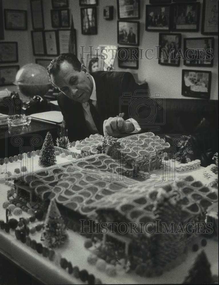 1964 U.S. Representative Bruce Alger with Gingerbread House - Historic Images