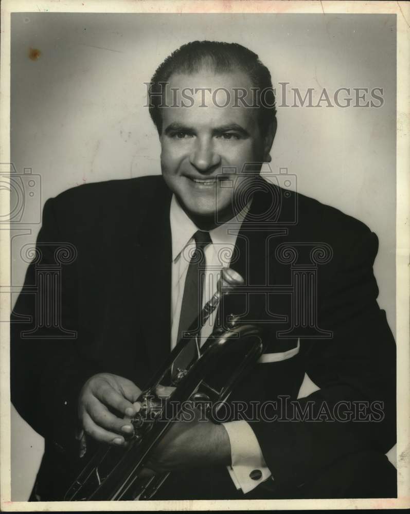 1958 Press Photo Musician Don Cannon with his trumpet - Historic Images