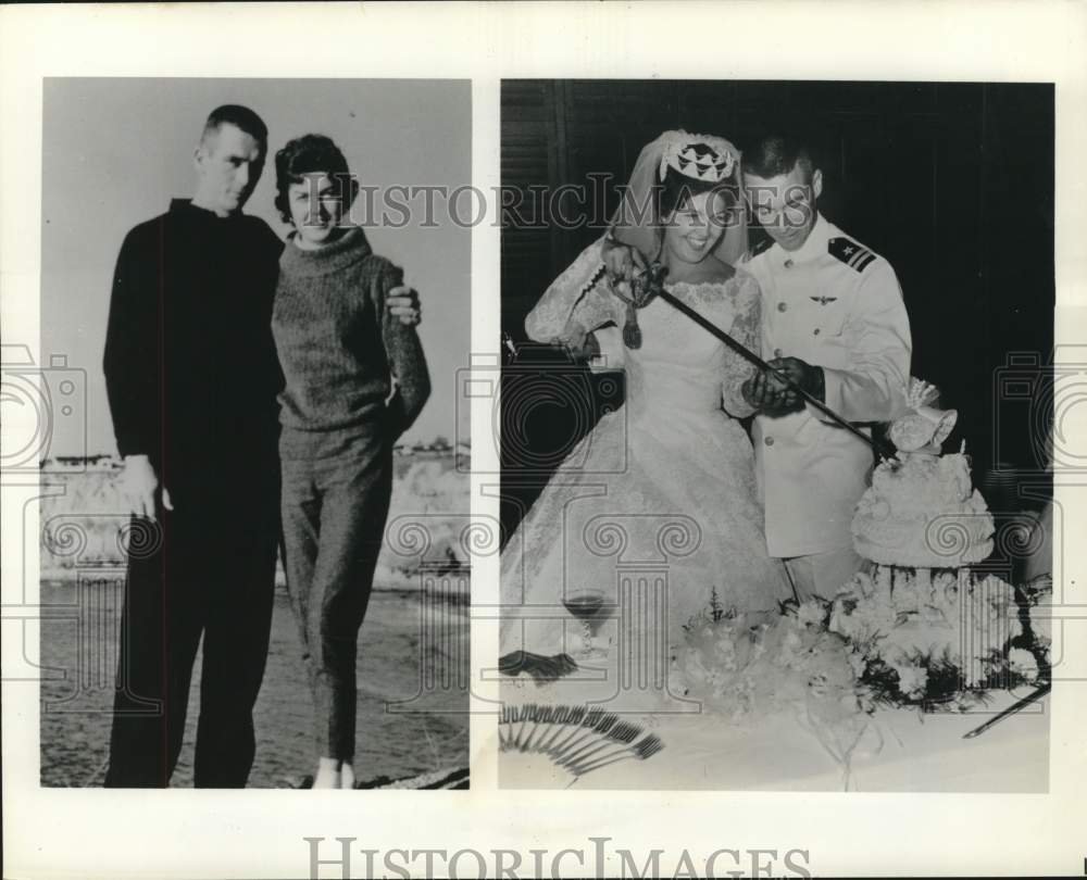 1961 Press Photo Astronaut Eugene Cernan with wife Barbara on wedding day - Historic Images