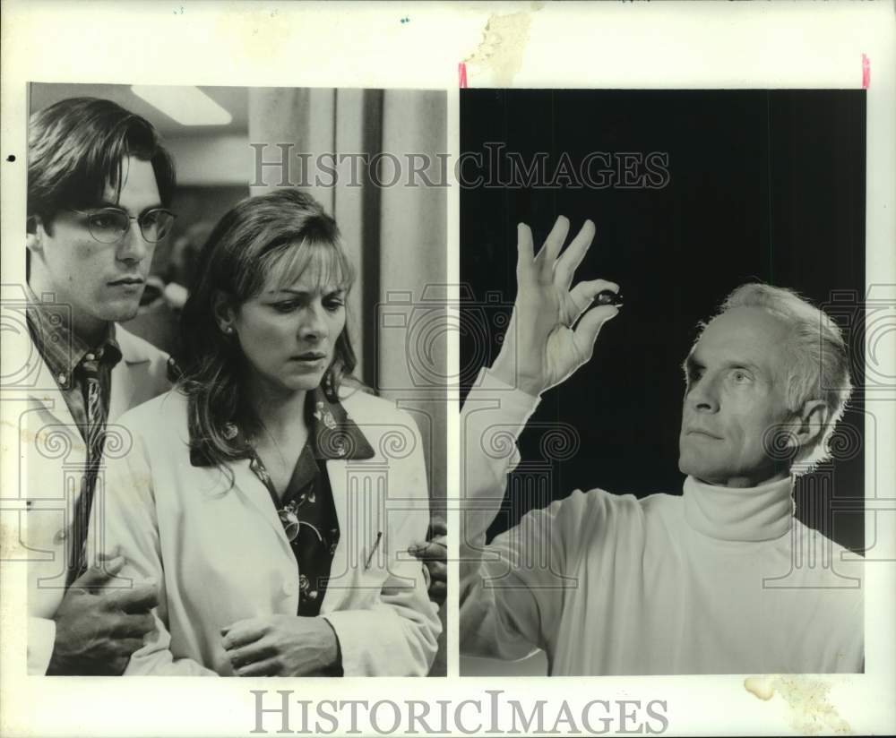 1997 Press Photo Actors Robin Cook, Christopher Orr and Kim Cattrall in Scenes - Historic Images