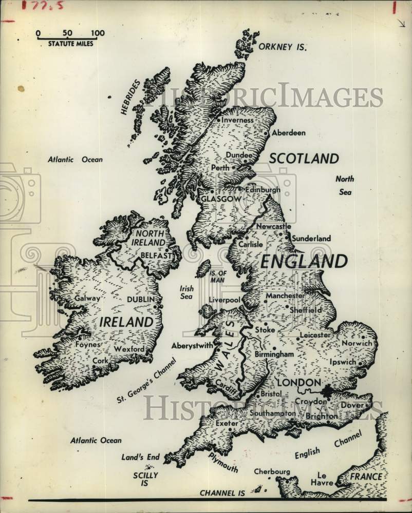 1961 Press Photo Map of the British Isles - Historic Images