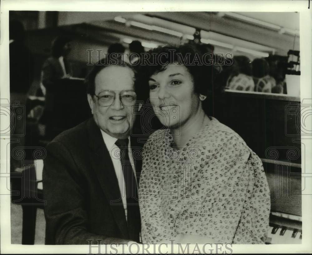 1990 Press Photo Actress Tyne Daly and Composer Jule Styne, Rehearsal of Gypsy - Historic Images