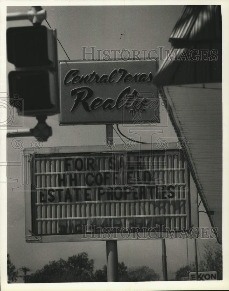 1988 Sign for H.H. Pete Coffield, Rockdale Industrialist, Texas - Historic Images
