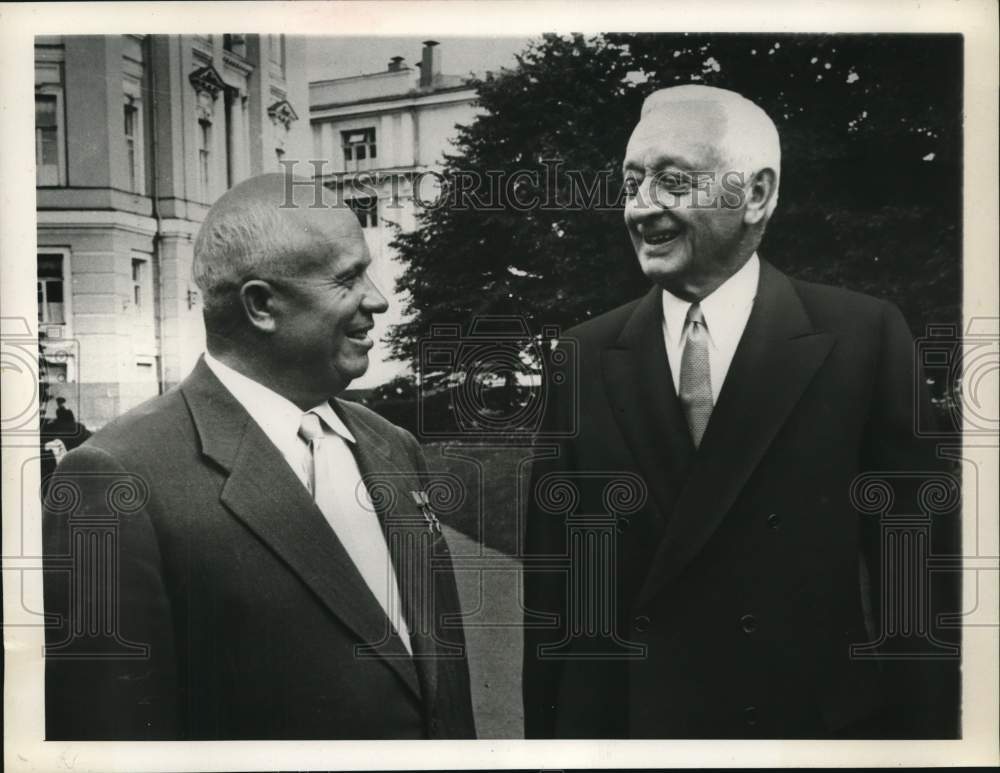 1960 Millionaire Industrialist Cyrus Eaton standing with another man - Historic Images