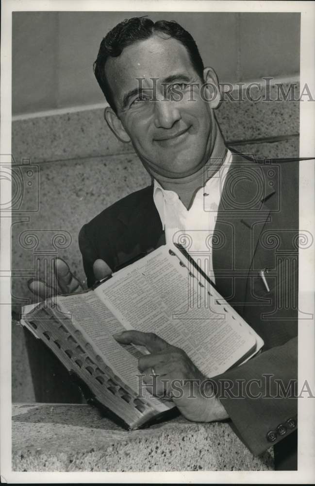 1956 Rev. Thurman Vaughn with Bible; Shady Acres Full Faith Church-Historic Images