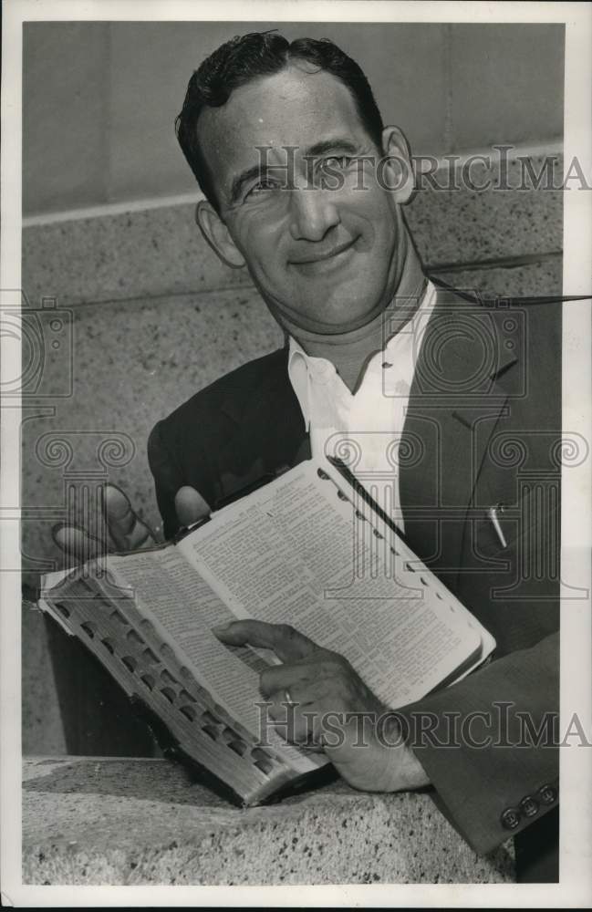 1956 Rev. Thurman Vaughn with Bible; Shady Acres Full Faith Church-Historic Images