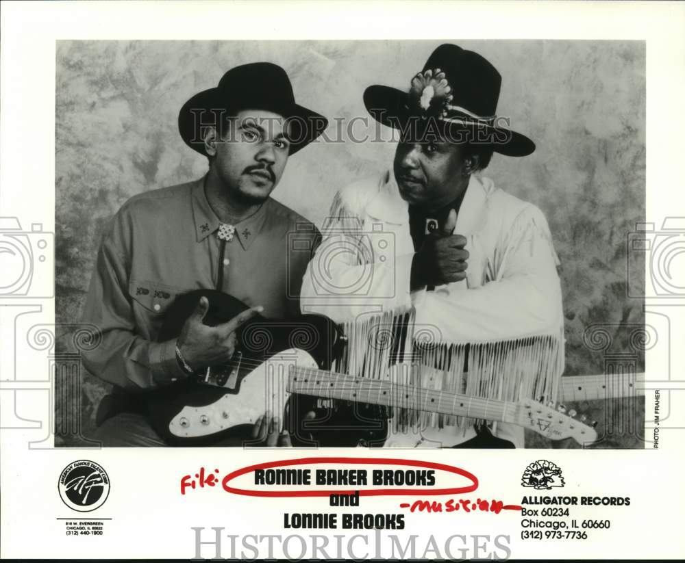 1991 Press Photo Musicians Ronnie Baker Brooks and Lonnie Brooks - Historic Images