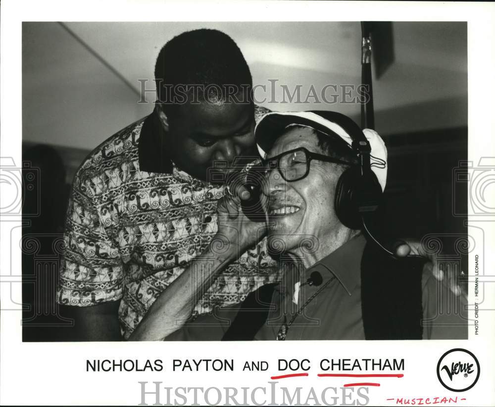 1997 Press Photo Nicholas Payton and Doc Cheatham in recording studio - Historic Images