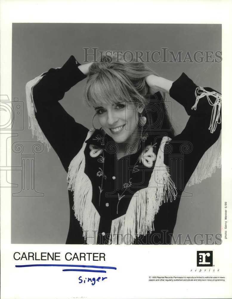 1990 Press Photo Country singer Carlene Carter - Historic Images