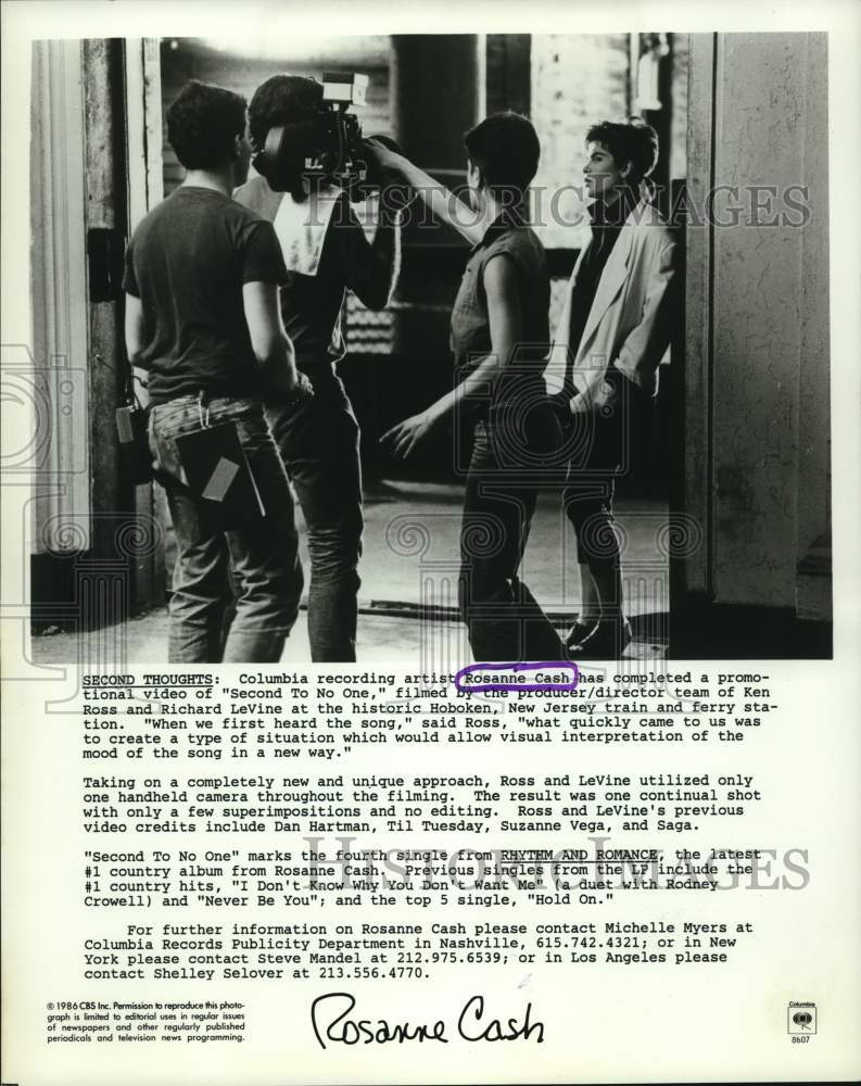 1986 Press Photo Rosanne Cash's promotional video "Second To No One" filming - Historic Images