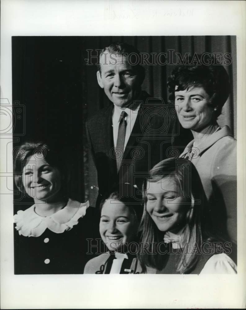 1969 Robert H. Finch with his wife Carol and three daughters-Historic Images