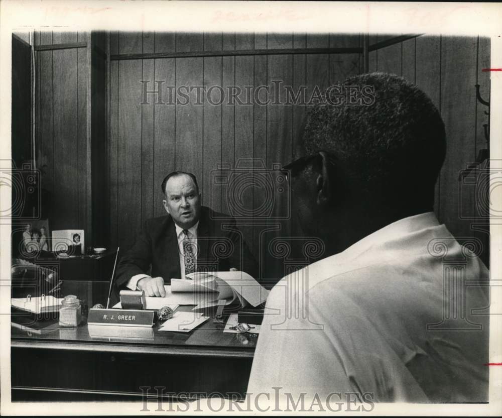 1968 R. J. Greer provides legal council to patient-Historic Images