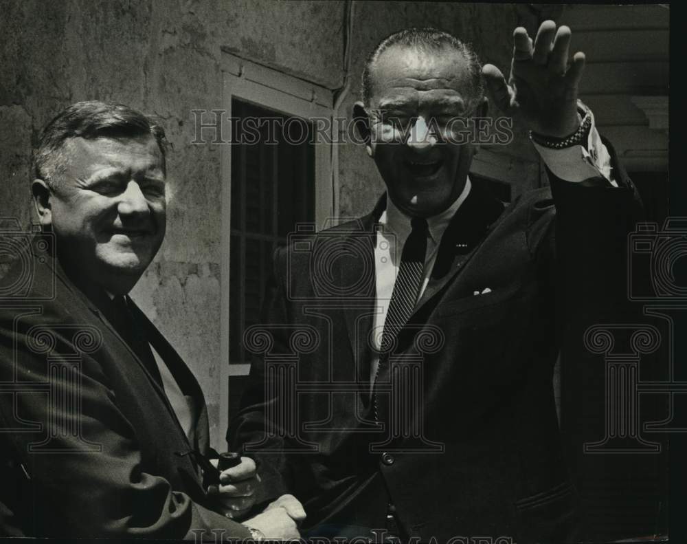 1966 President Lyndon B. Johnson with John Gronouski, Amb to Poland-Historic Images