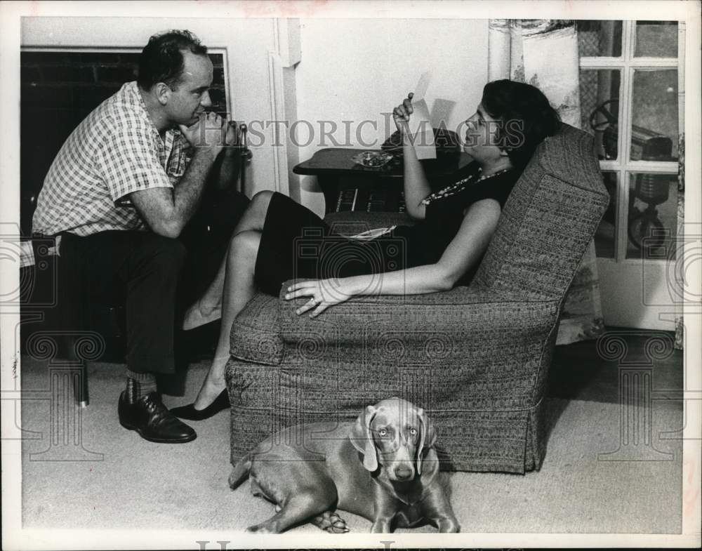 1963 Mr &amp; Mrs Paul Haney relax after the children are in bed.-Historic Images