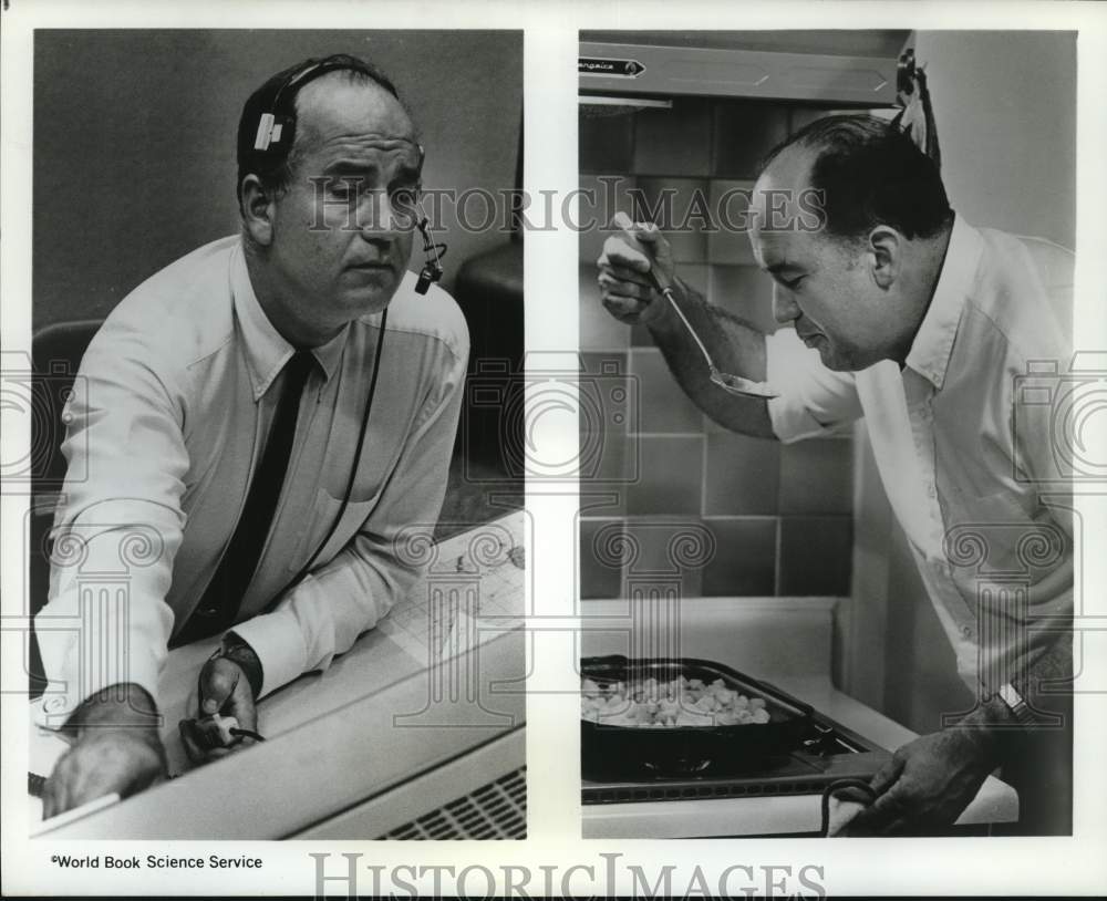 1969 Paul Haney, Mission Control Center, Houston-Cooking at home, TX-Historic Images