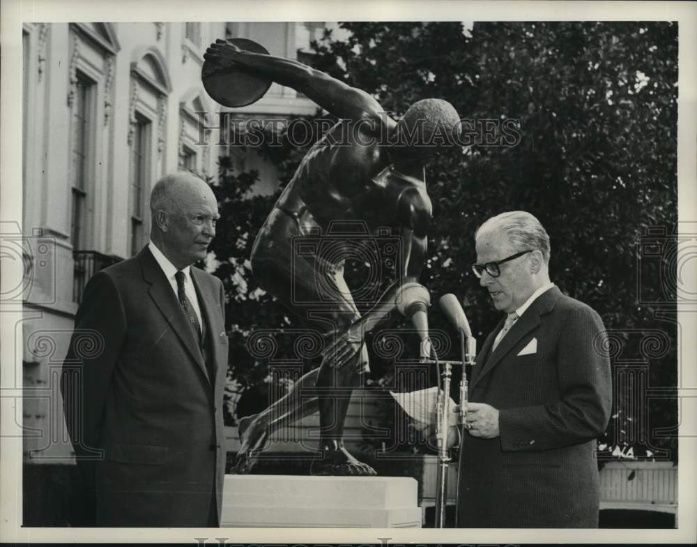 1956 Giovanni Gronchi, President of Italy, President Eisenhower, US-Historic Images