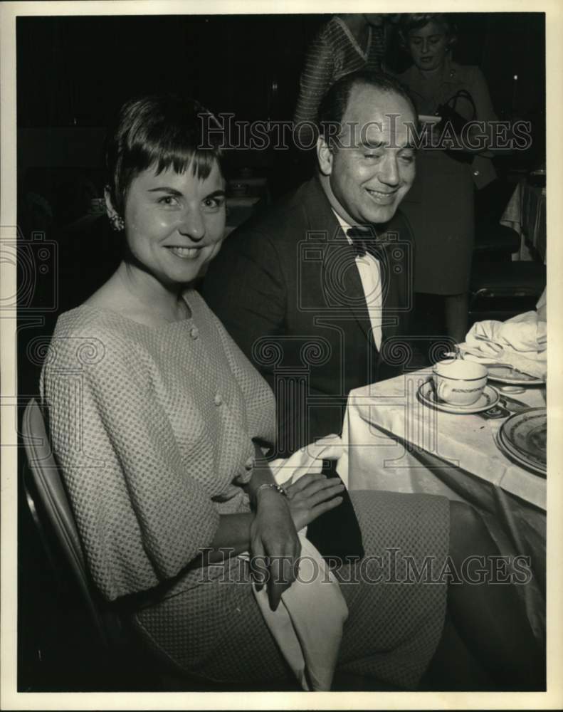 1967 Paul Haney of NASA with fiance Jan Shrumm at dinner in Houston-Historic Images