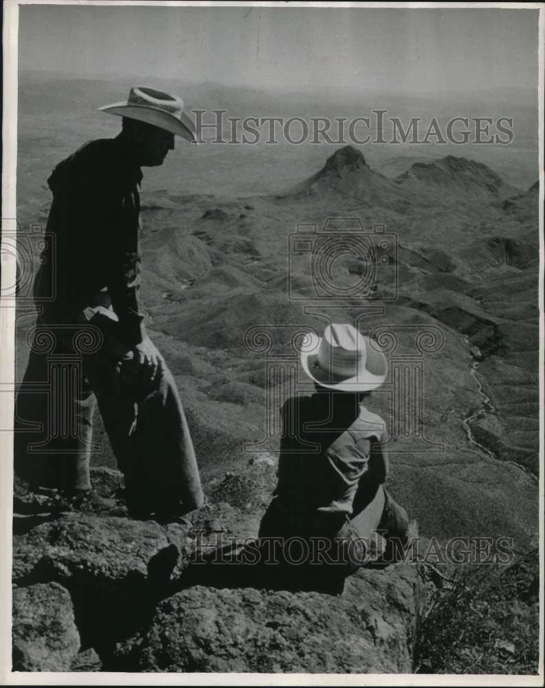 1961 Visitors scan Chisos Mountains - Big Bend National Park-Historic Images